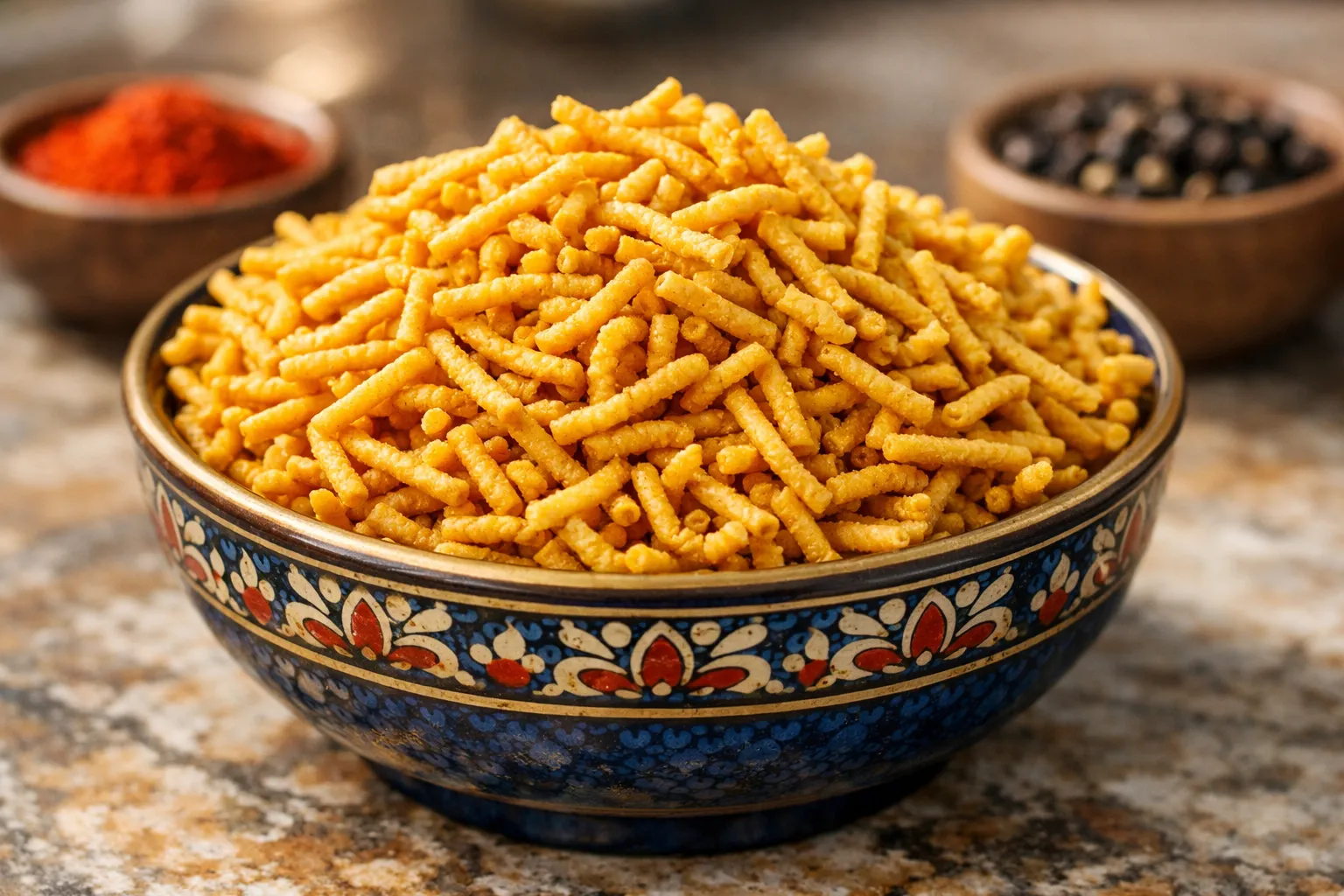 Authentic golden crispy Bhujiya snacks from Rajasthan